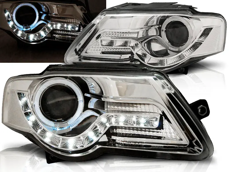Headlights VW Passat B6 3C 05-10 Devil Eyes Chrome