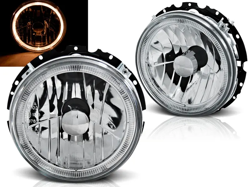 Headlights VW Golf 1 74-83 Angel Eyes Chrome