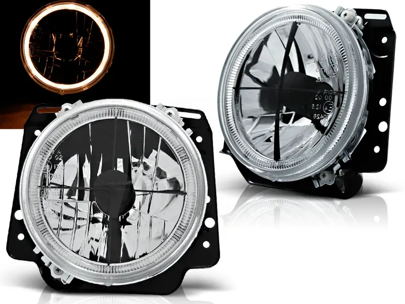 Headlights VW Golf 2 83-91 Cross Angel Eyes Chrome