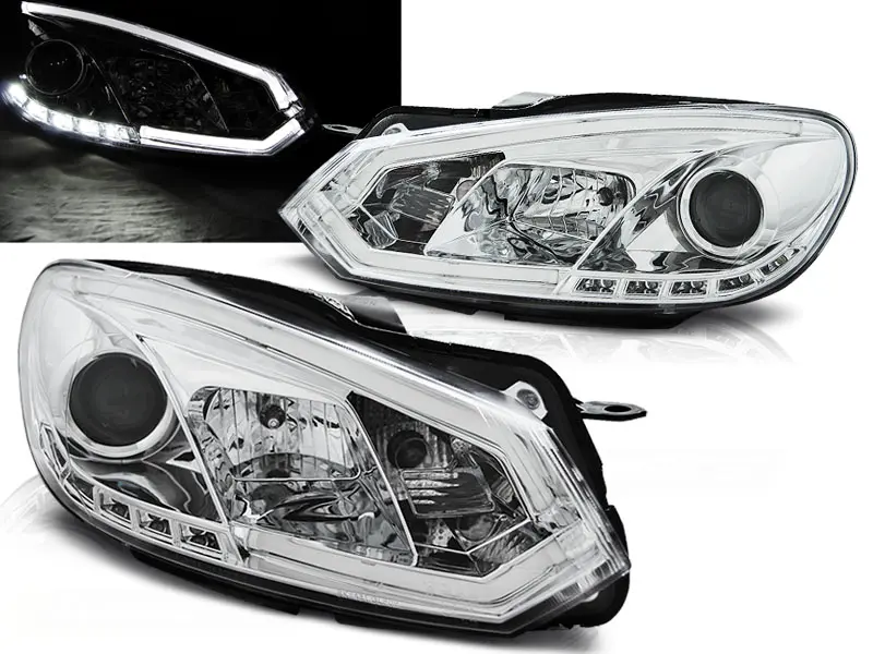 Headlights VW Golf 6 DRL Tube Light Chrome