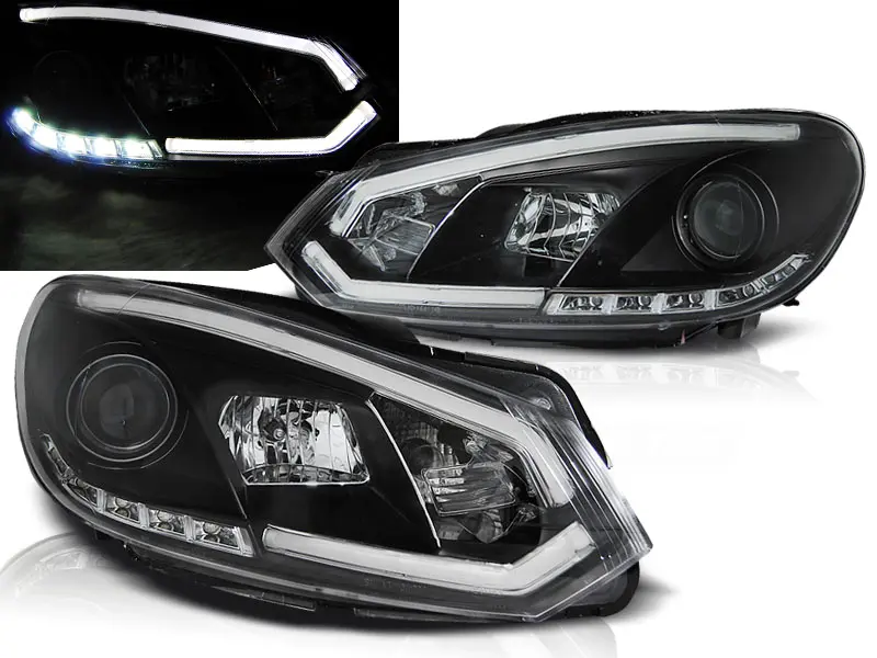 Headlights VW Golf 6 DRL Tube Light Black