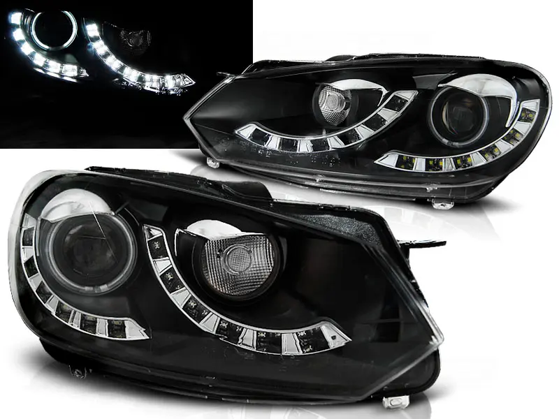 Headlights VW Golf 6 Dual DRL Black