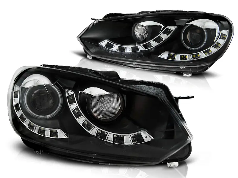 Headlights VW Golf 6 Single DRL Black