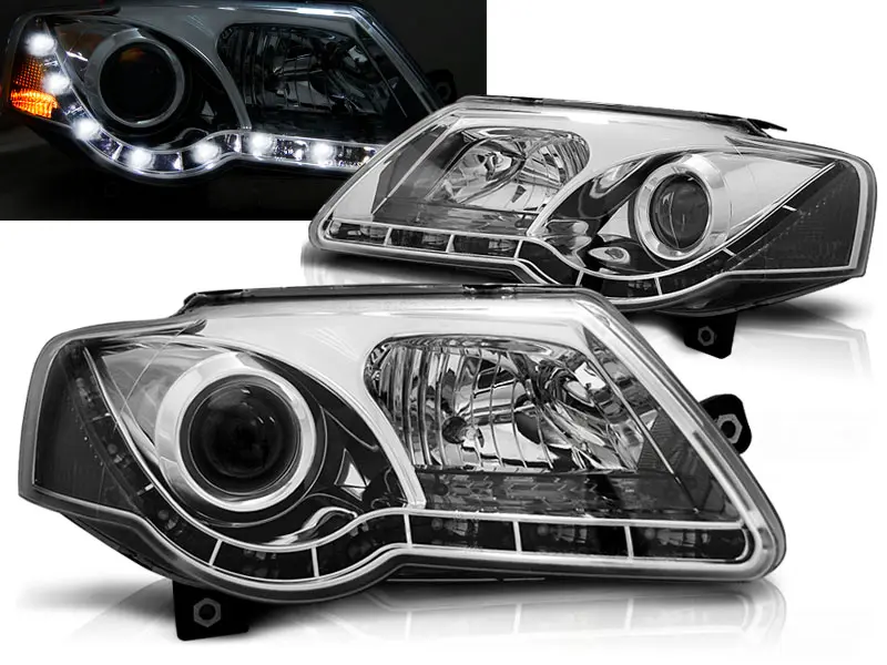 Headlights VW Passat 3C B6 DRL DE Chrome