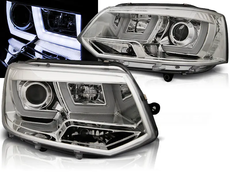 Headlights VW T5.1 10-15 U-TYPE Chrome