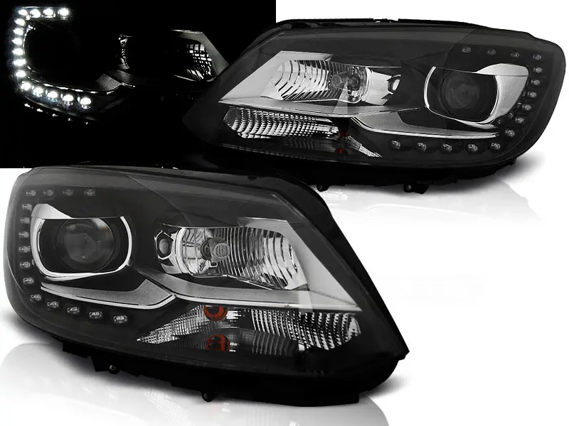 Headlights VW Touran I 10-15 with Daytime Running Lights Black