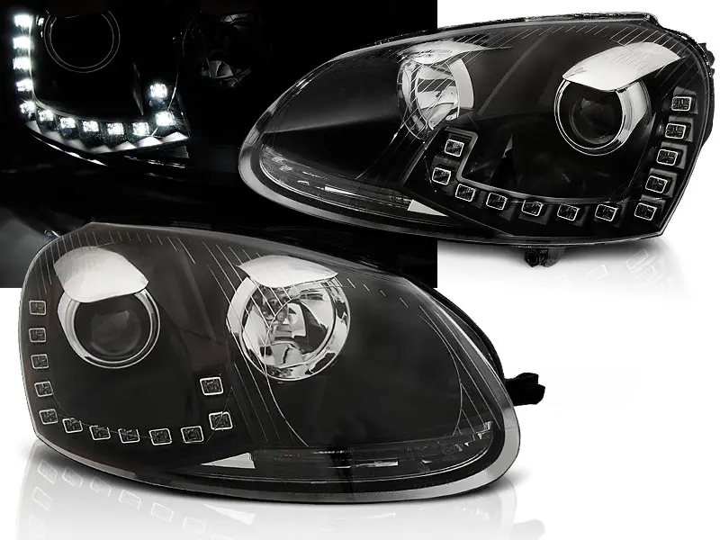 Headlights VW Golf 5 DRL Black