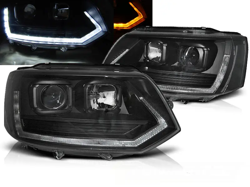 Headlights VW T5.1 10-15 Tube Light Black