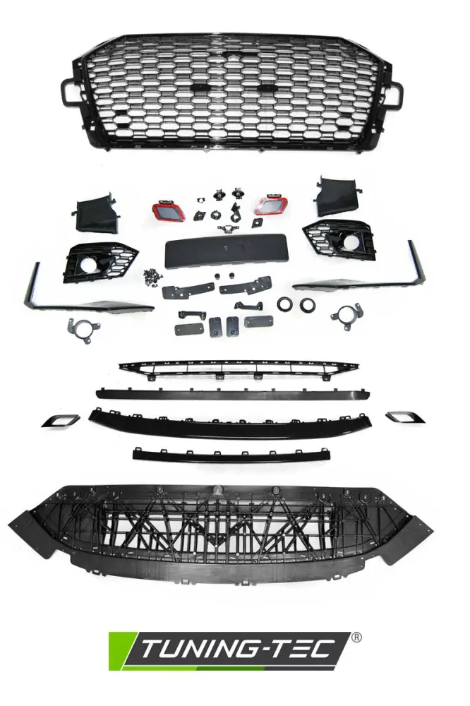 Front Bumper Audi A4 B9 15-19 Sport PDC Glossy Black – náhľad 4