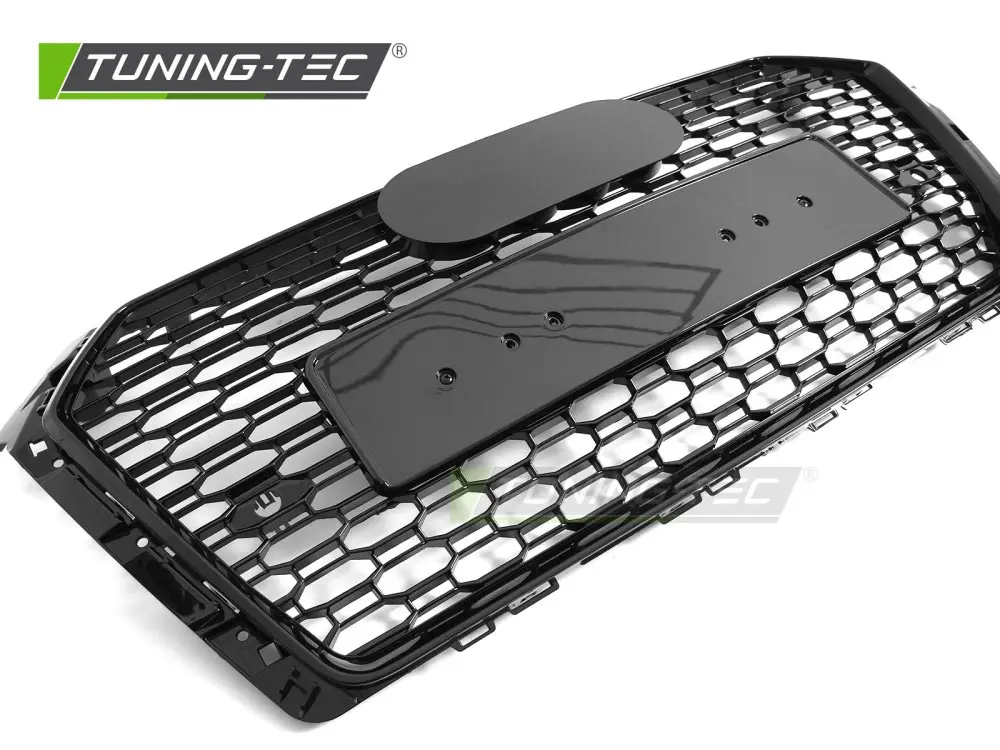 Front Grille Audi A4 B9 15-19 Sport Glossy Black PDC – náhľad 3