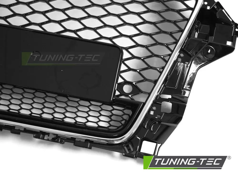 Front Grille Audi A3 8V 12-16 Sport Glossy Black Chrome PDC – náhľad 3