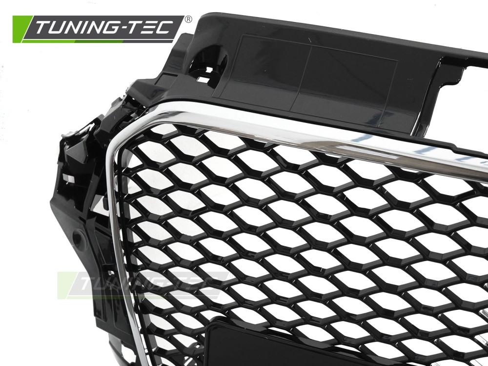 Front Grille Audi A3 8V 12-16 Sport Glossy Black Chrome PDC – náhľad 4