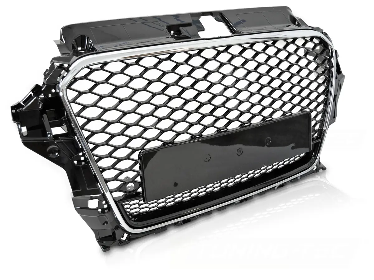 Front Grille Audi A3 8V 12-16 Sport Glossy Black Chrome PDC