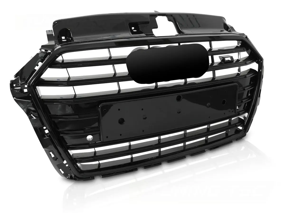 Front Grille Sport S Style Audi A3 8V 17-20 Glossy Black PDC