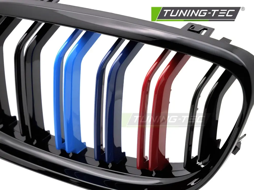 Front Grille BMW E90 / E91 LCI 09-11 Sport Glossy Black Tri-Colour Double Bar – náhľad 3