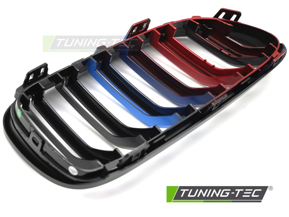 Front Grille BMW E92 / E93 LCI 10-13 Sport Glossy Black Tri-Colour Double Bar – náhľad 5