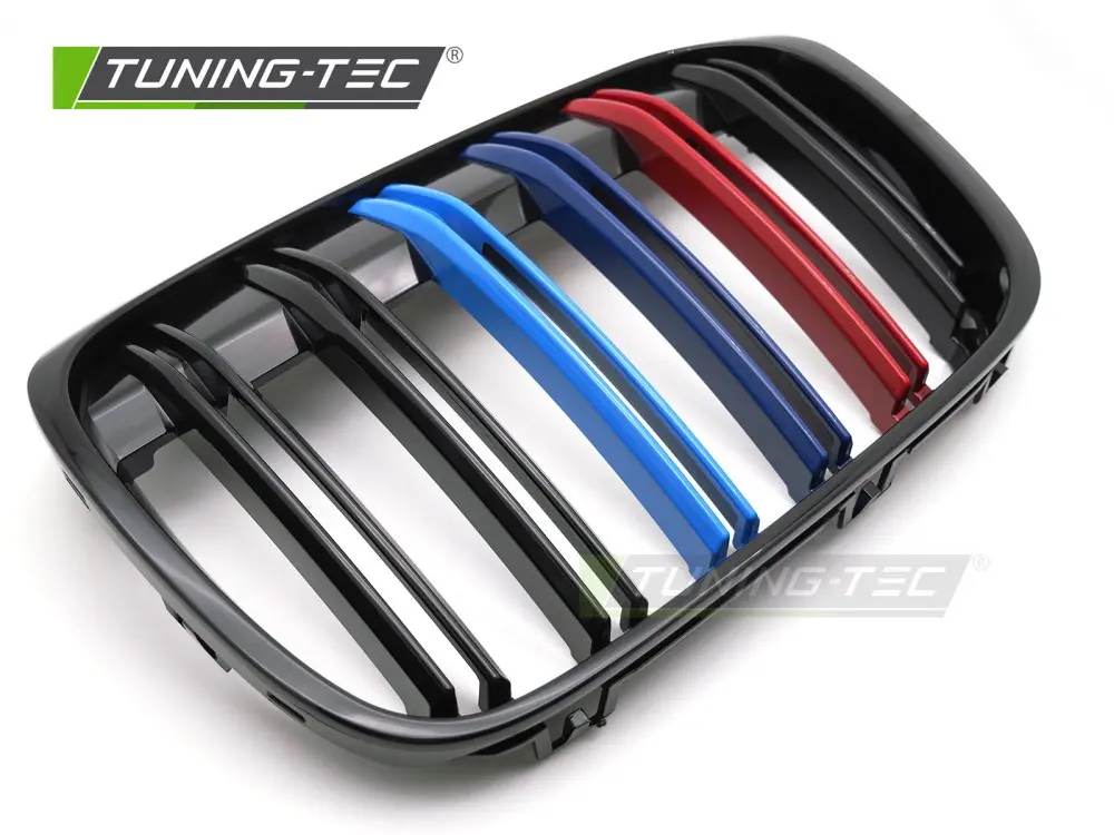 Front Grille BMW X1 F48 15-20 Sport Glossy Black Tri-Colour Double – náhľad 3