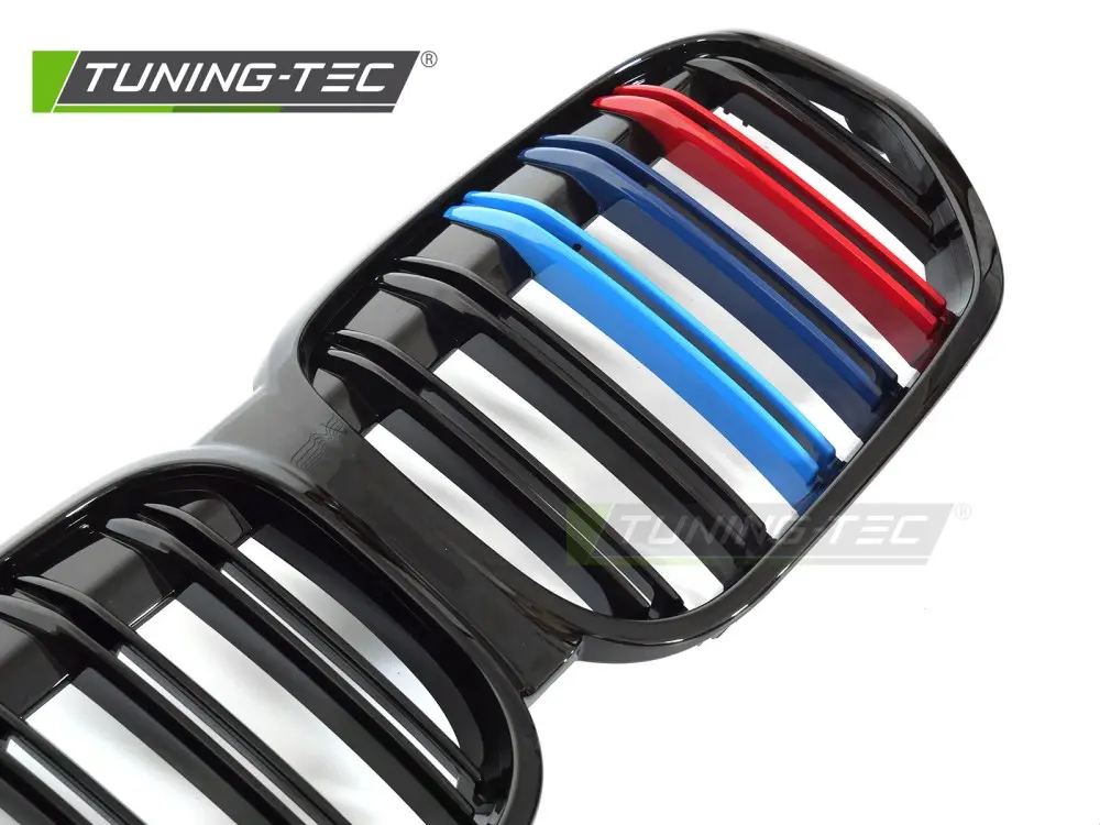 Front Grille BMW X1 F48 LCI 20-22 Sport Glossy Black Tri-Colour Double Bar – náhľad 3