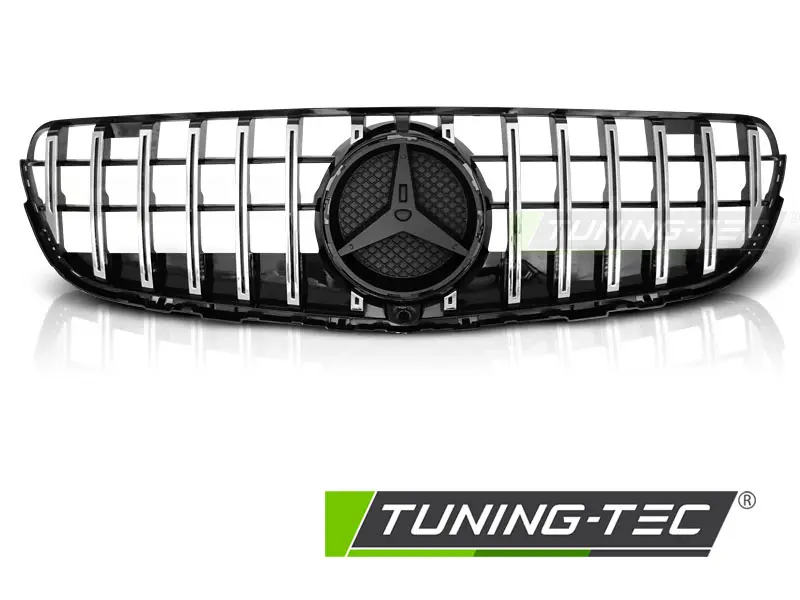 Front Grille Mercedes GLC W253 15-18 Sport Glossy Black Chrome GT-R Look – náhľad 2