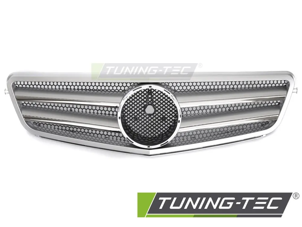 Front Grille Mercedes C-Class W204 / S204 07-14 Sport Silver-Chrome – náhľad 2