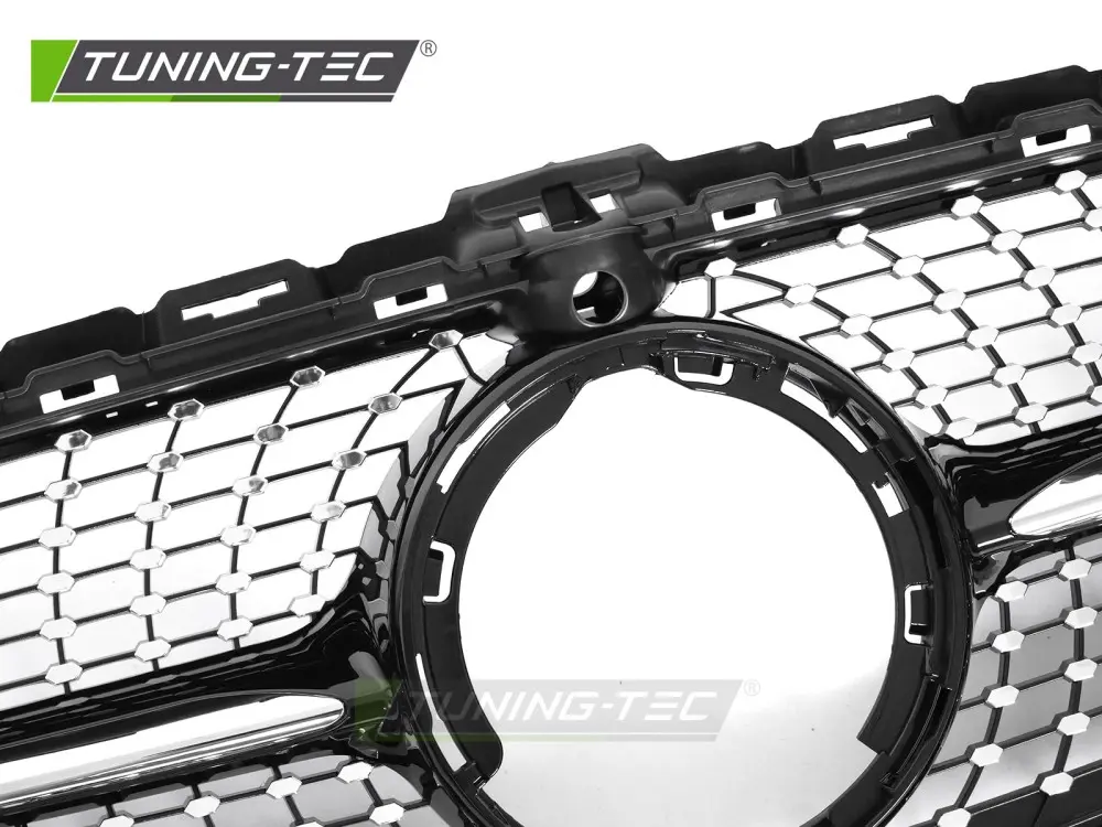 Front Grille Mercedes C-Class W205 / S205 / C205 / A205 18-23 Diamond Black Chrome with Camera Hole – náhľad 4