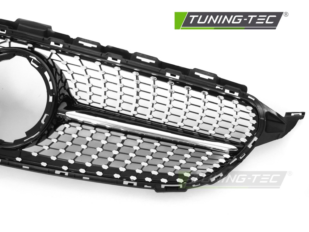 Front Grille Mercedes C-Class W205 / S205 / C205 / A205 18-23 Diamond Black-Chrome – náhľad 3