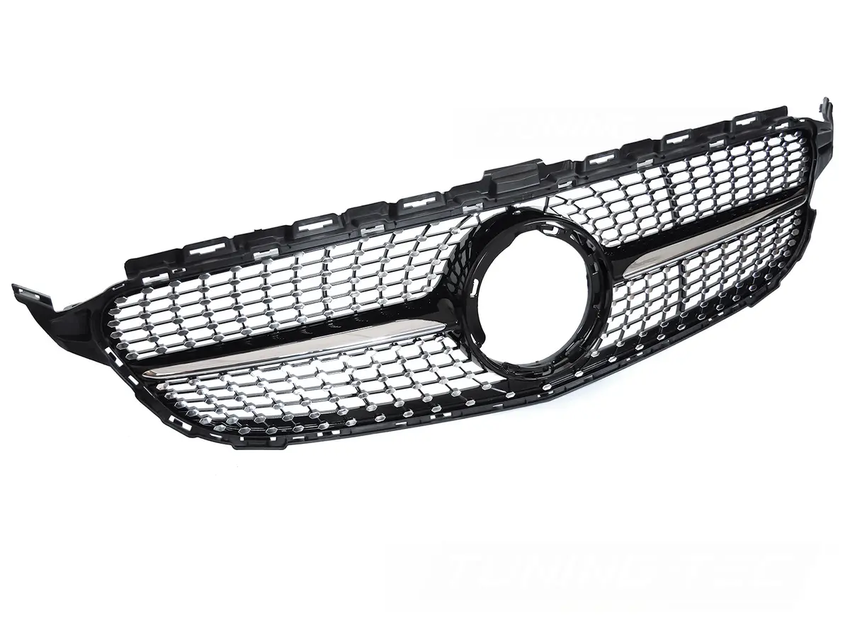 Front Grille Mercedes C-Class W205 / S205 / C205 / A205 18-23 Diamond Black-Chrome