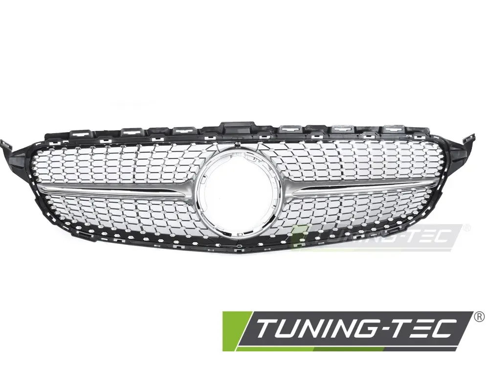Front Grille Mercedes C-Class W205 / S205 / C205 / A205 18-23 Diamond Silver-Chrome – náhľad 2