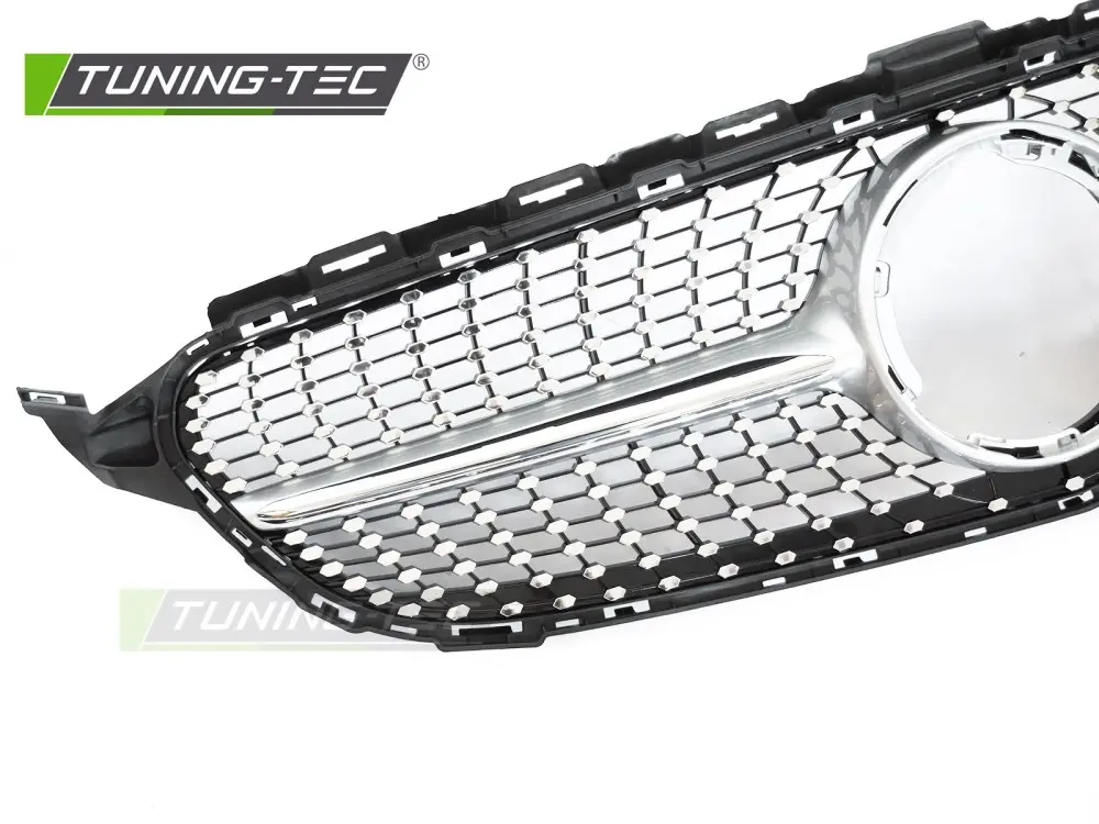 Front Grille Mercedes C-Class W205 / S205 / C205 / A205 18-23 Diamond Silver-Chrome – náhľad 3