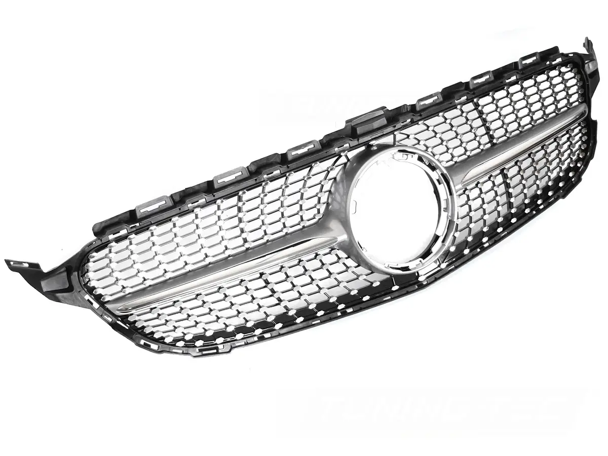 Front Grille Mercedes C-Class W205 / S205 / C205 / A205 18-23 Diamond Silver-Chrome