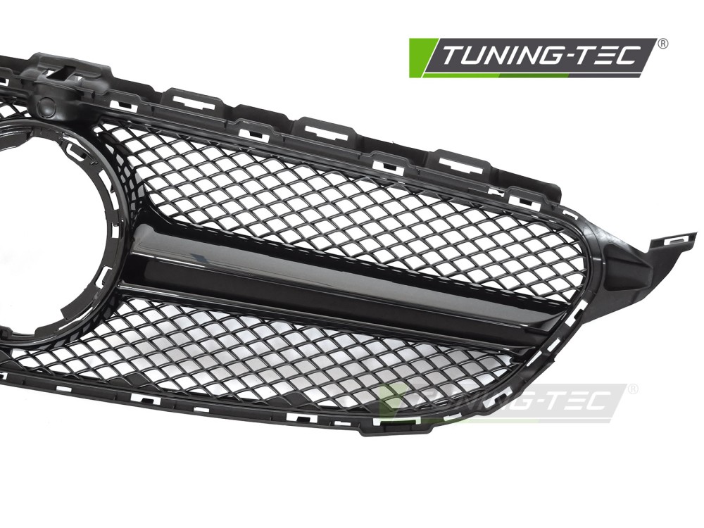 Front Grille Mercedes C-Class W205 / S205 / C205 / A205 18-23 Glossy Black with Camera Hole – náhľad 3