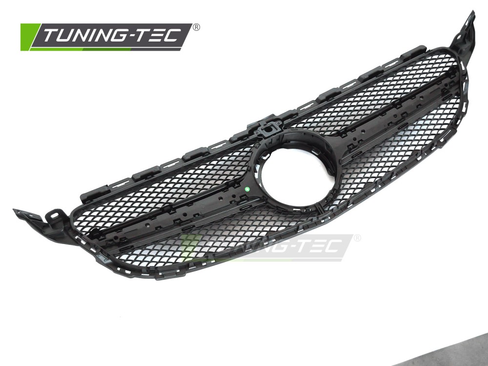 Front Grille Mercedes C-Class W205 / S205 / C205 / A205 18-23 Glossy Black with Camera Hole – náhľad 5