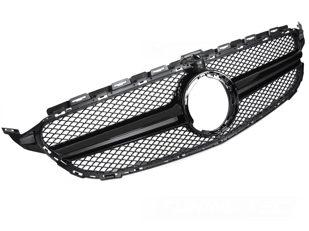 Front Grille Mercedes C-Class W205 / S205 / C205 / A205 18-23 Glossy Black with Camera Hole