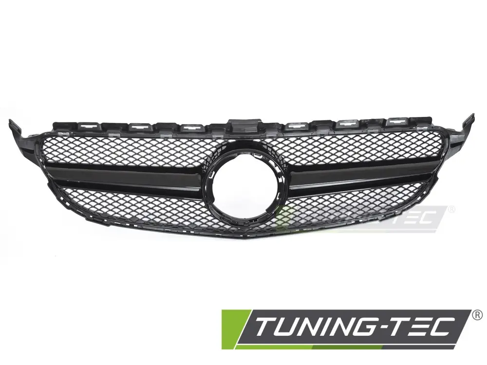 Front Grille Mercedes C-Class W205 / S205 / C205 / A205 18-23 Glossy Black – náhľad 2