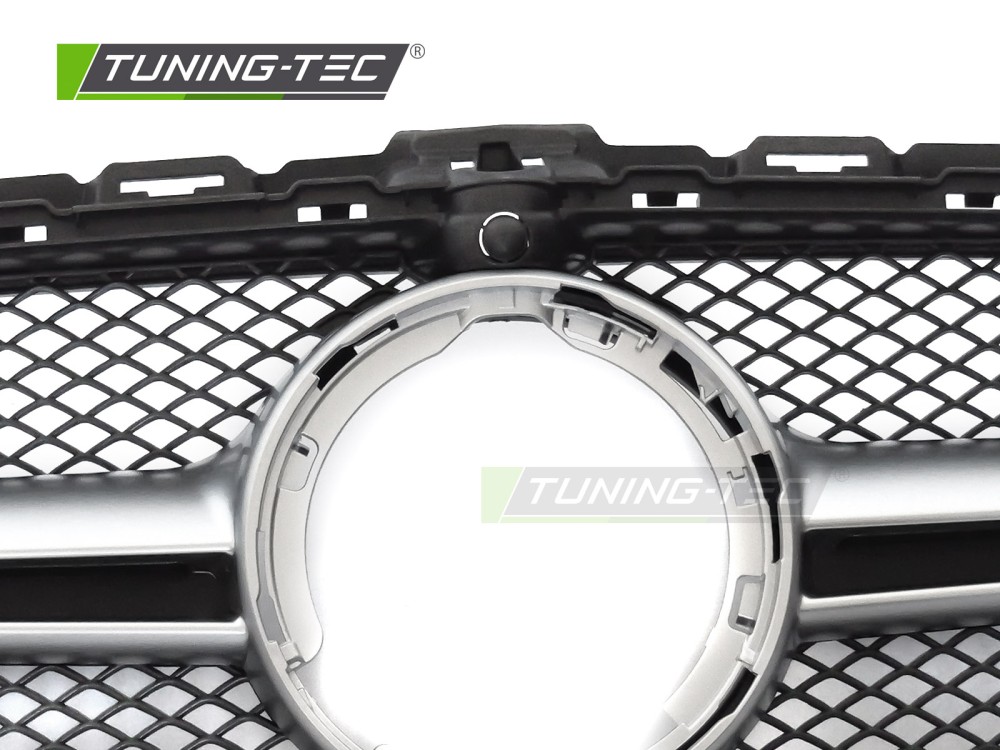 Front Grille Mercedes C-Class W205 / S205 / C205 / A205 18-23 Black-Silver with Camera Hole – náhľad 4
