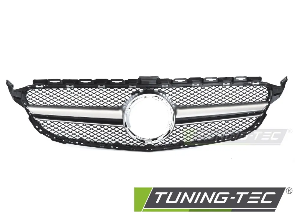 Front Grille Mercedes C-Class W205 / S205 / C205 / A205 18-23 Black-Silver – náhľad 2