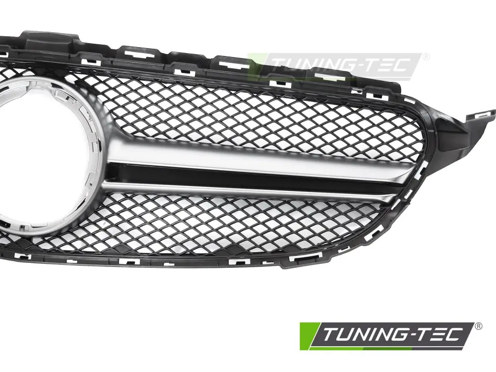 Front Grille Mercedes C-Class W205 / S205 / C205 / A205 18-23 Black-Silver – náhľad 3
