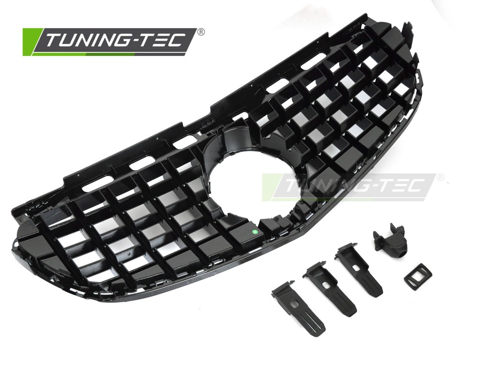 Front Grille Mercedes E-Class W212 / S212 13-16 GT Style Glossy Black – náhľad 4