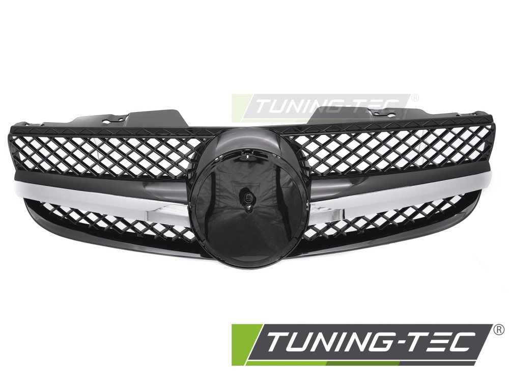 Front Grille Mercedes SL R230 06-08 Sport Chrome Black – náhľad 2