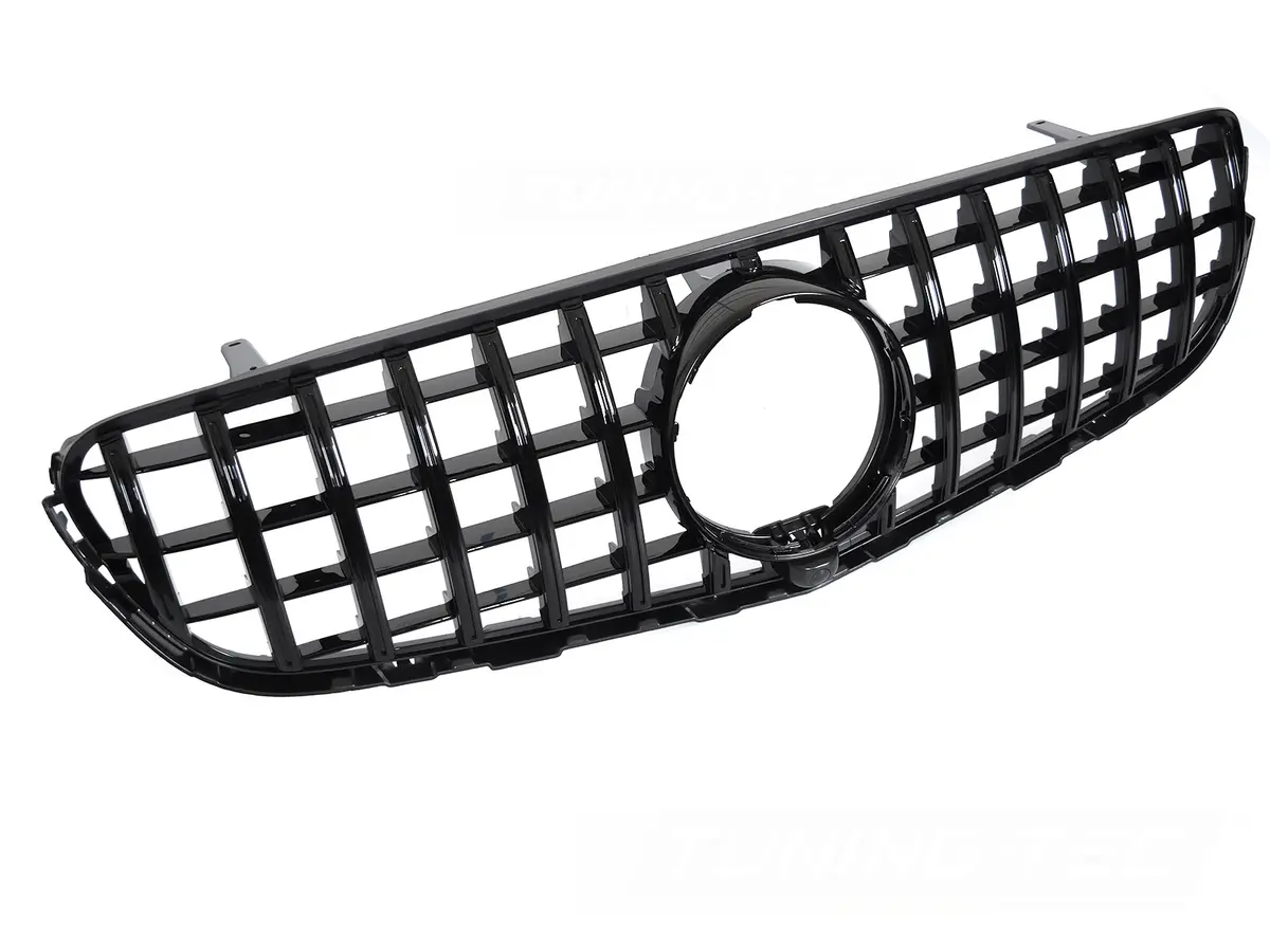 Front Grille Mercedes GLC W253 15-18 GT Style Glossy Black with Camera Hole