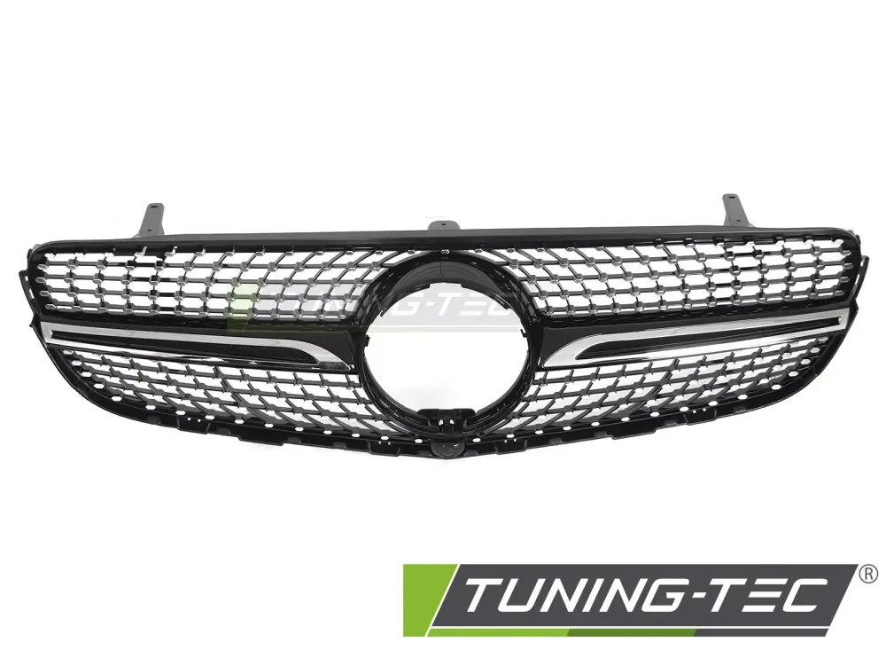 Front Grille Mercedes GLC W253 15-18 Diamond Black Chrome with Camera Hole – náhľad 2