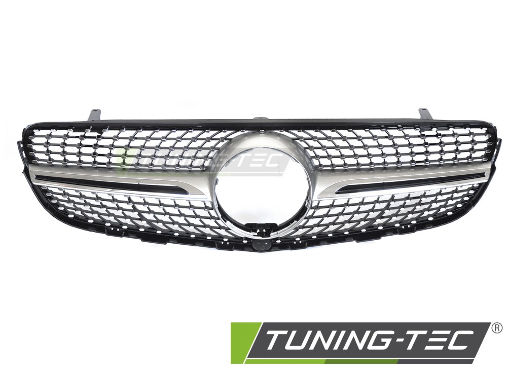 Front Grille Mercedes GLC W253 15-18 Diamond Silver-Chrome with Camera Hole – náhľad 2