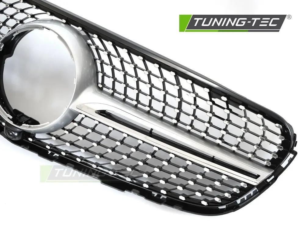 Front Grille Mercedes GLC W253 15-18 Diamond Silver-Chrome with Camera Hole – náhľad 3
