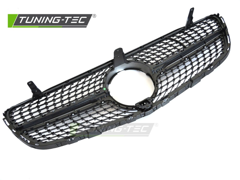Front Grille Mercedes GLC W253 15-18 Diamond Silver-Chrome with Camera Hole – náhľad 4
