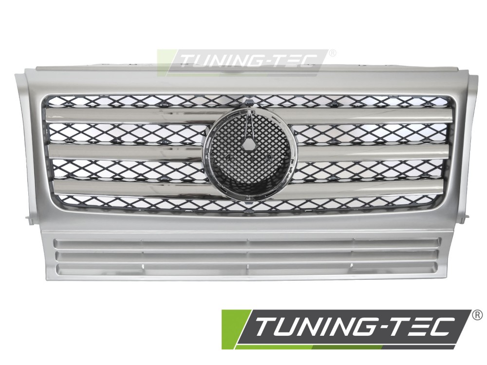 Front Grille Mercedes G-Class W463 90-12 CL Style Silver-Chrome – náhľad 2