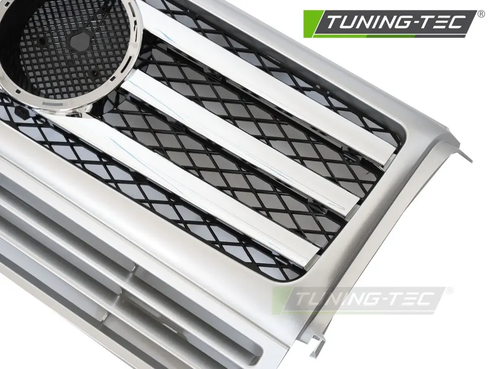 Front Grille Mercedes G-Class W463 90-12 CL Style Silver-Chrome – náhľad 3