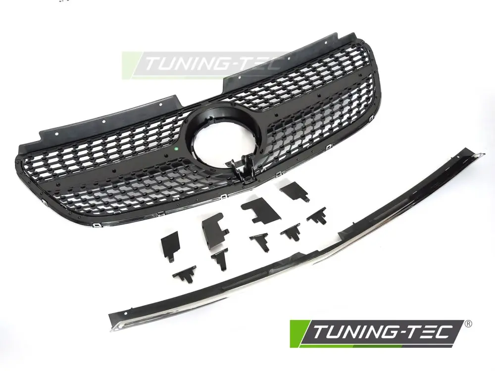 Front Grille Mercedes Vito W447 14-19 Diamond Black Chrome – náhľad 4