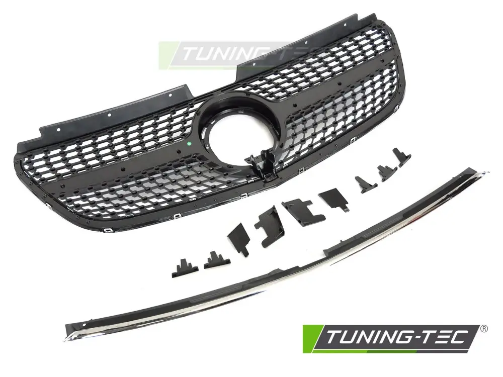 Front Grille Mercedes Vito W447 19-23 Diamond Silver-Black – náhľad 4