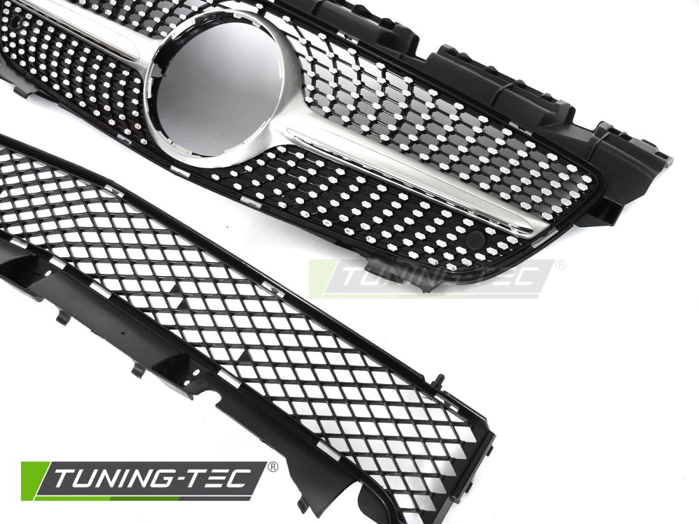 Front Grille Mercedes SLK R172 11-15 Diamond Silver Chrome – náhľad 3