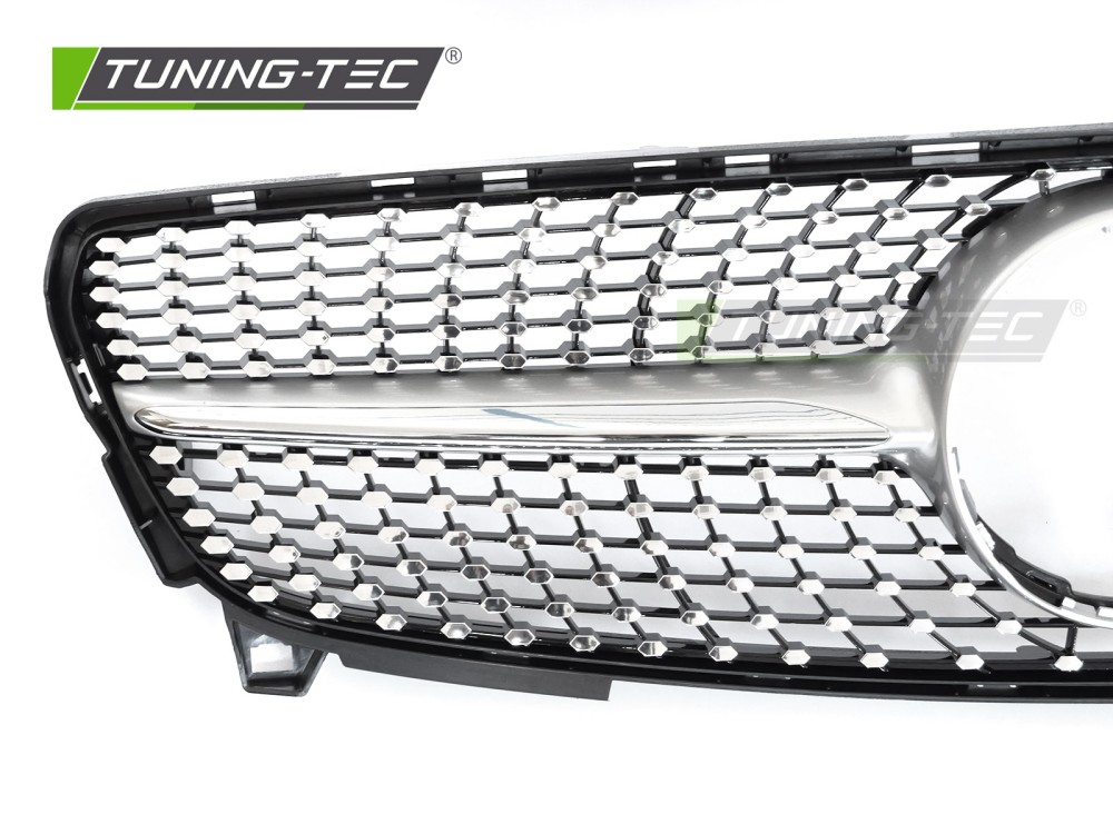 Front Grille Mercedes A-Class W176 15-18 Diamond Silver Chrome – náhľad 3